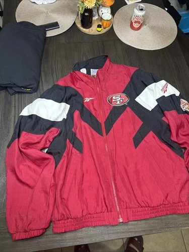 Vintage Reebok San Francisco 49ers Jacket Men's XL Red NFL Pro Line Windbreaker - product listing photo