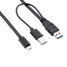 CY Type-C USB-C to USB 3.0 Male USB 2.0 Dual Data Y Cable for Laptop Hard...