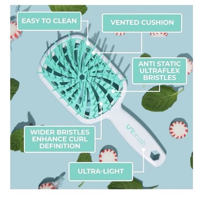 FHI Heat Unbrush Plus Mint Swirl Detangling Brush UltraFlex Anti-Static Curly H 