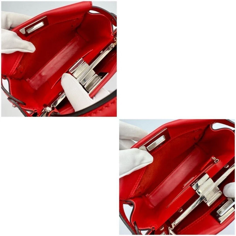 Current Model Fendi Handbag 2WAY with Shoulder Strap Peekaboo Red - Image 3 of 4