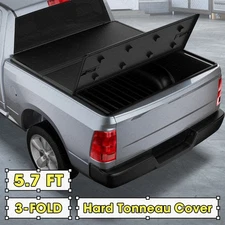 5.7ft FRP Hard Tri-fold Tonneau Cover for 2009-2025 Dodge Ram 1500 Truck Bed