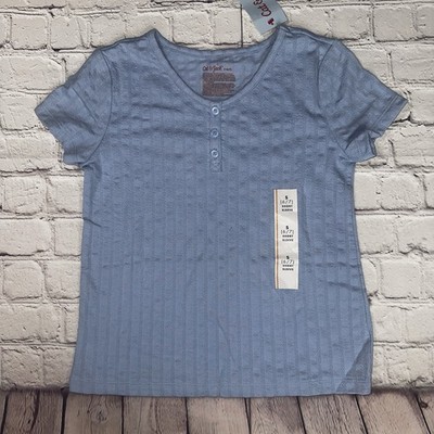 NWT Cat & Jack Girls Size Small Light Blue Short Sleeve School Uniform T-Shirt