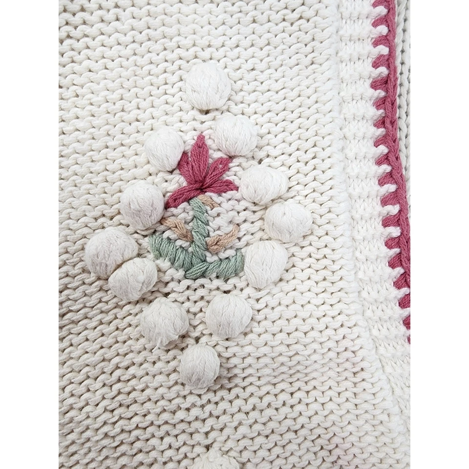 Chaleco Suéter Sin Mangas Tejido Palomitas Leslie Fay Años 80 De Colección Talla SP Blanco Rosa Foto 4 de 4