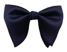 Lovacely Mens Oversized Satin Silk Bow Tie Solid Color One Size, C- Navy Blue