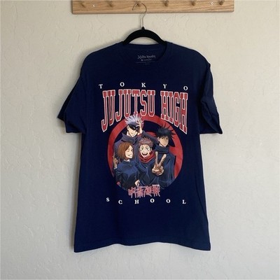 Crunchyroll Jujutsu High School Printed Graphic T-Shirt Navy Blue Size L