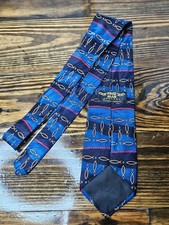 Free Man Apparel Men's Silk Tie Blue Gold Pattern Made in USA