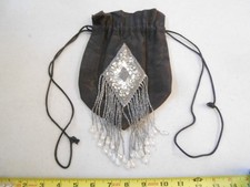 RARE VINTAGE MICRO BEADED TASSELED BEGGARS DRAWSTRING PURSE BAG HANDBAG AS IS