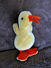 Collectible Vintage STEIFF YELLOW MOHAIR DUCKLING Standing 1968-1976 Button Tag