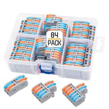 84Pcs Lever Wire Connectors, 2 in 2 Out Quick Compact Assortment Pack Electri...