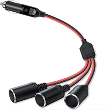 Herfair Car Cigarette Lighter 1 to 3 Lighter, Black 