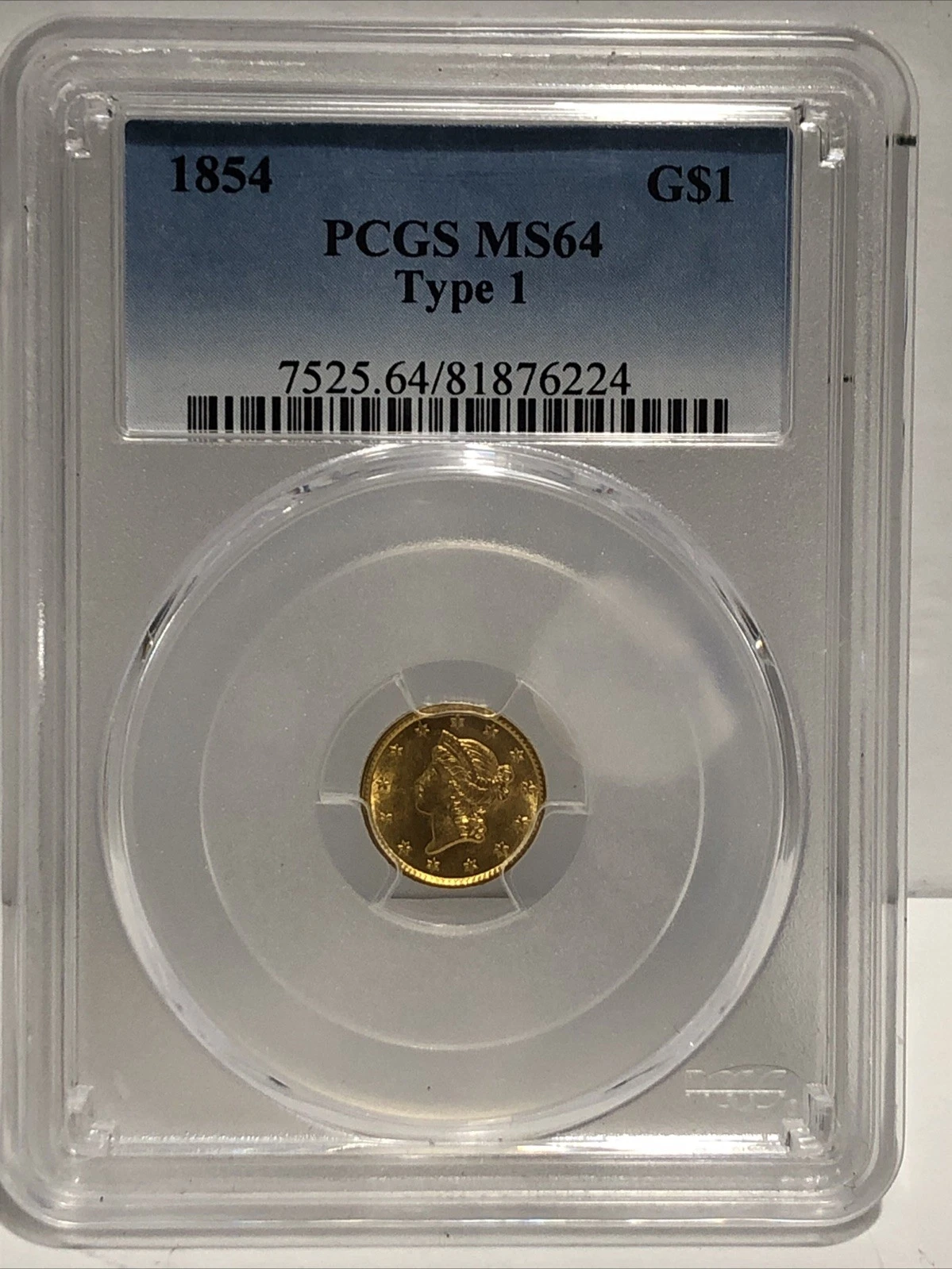 🟠🟠1854 Great Gold Liberty Dollar  Type 1 PCGS MS64 Uncirculated Coin $1🟠🟠