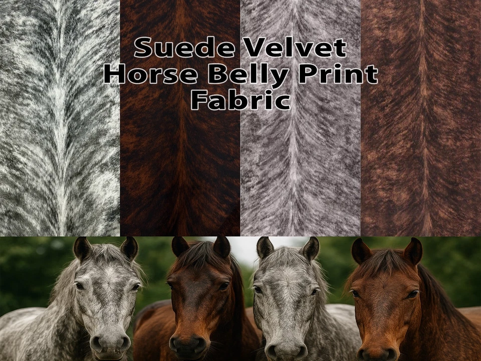 FABRIC EMPIRE Suede Velvet Horse Belly Print Fabric Roadhouse Upholstery / 54" Wide / Sold BTY