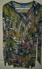 NWOT Simply Vera Vera Wang Print Round neck Tee Knit Top side gathered Large