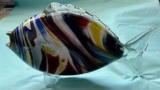 Original Vintage Murano Style Art Glass Retro Fish Sculpture Ornament Large