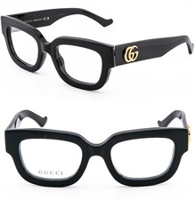 GUCCI GG1548O 1548 Black GG Gold Logo Geometric Bold Eyeglass Optical 50mm 001
