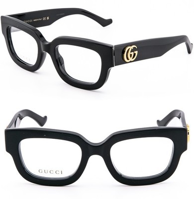 GUCCI GG1548O 1548 Black GG Gold Logo Geometric Bold Eyeglass Optical 50mm 001