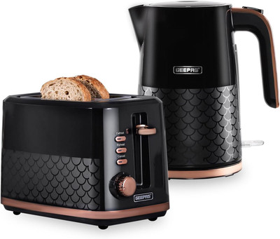 GEEPAS 1,7L 3000W Wasserkocher & 2 Scheiben Brot Toaster Set Aurora Collection