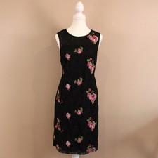 Nine West Embroidered Floral Lace Sheath Dress sz 10 FREE SHIPPING