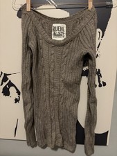 Suéter Ruehl Nº 925 Marrón Tejido con Cable Pelo de Conejo Algodón Mezcla Cachemira