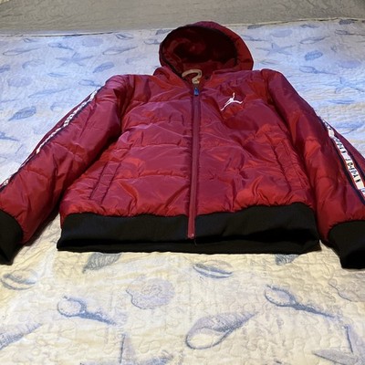 Jordan Jumpman Boys M Red/Black Hooded Puffer Jacket Full Zip Pockets
