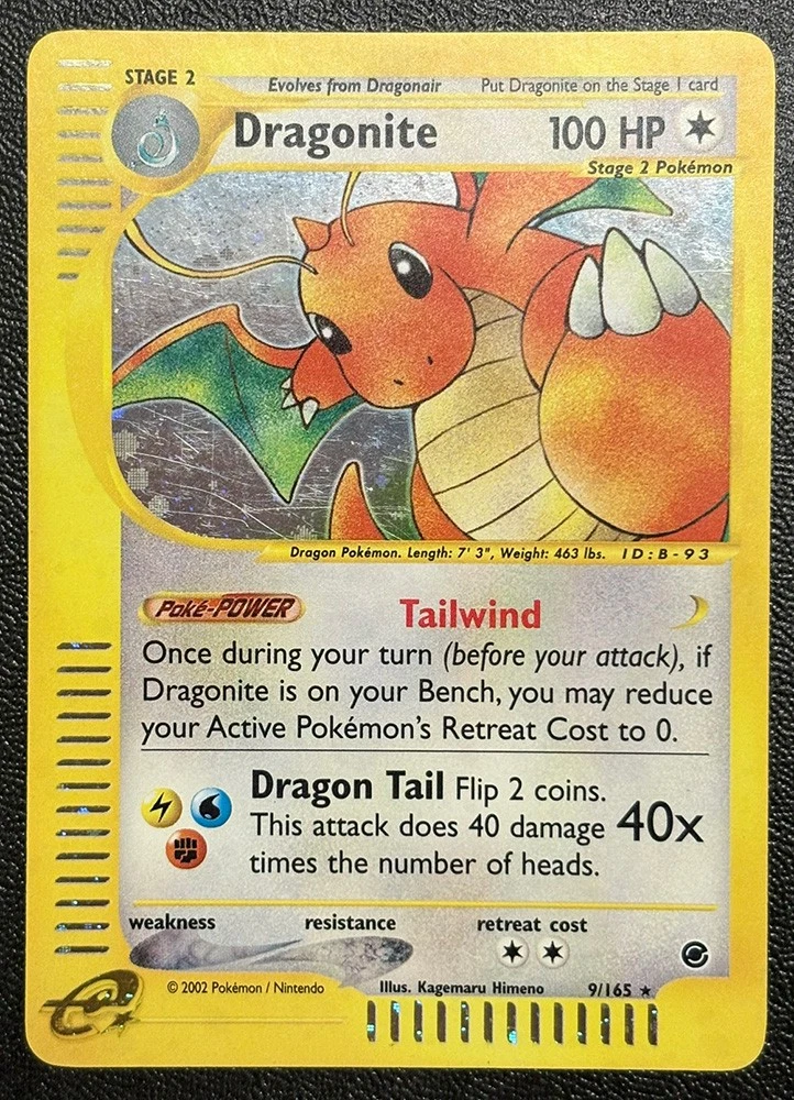 Pokemon Card - Expedition 9/165 - DRAGONITE (holo-foil) *Played*
