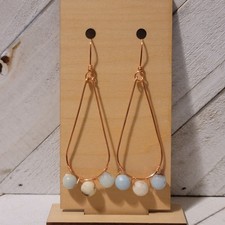 Handmade Copper Tear Drop Amazonite Earrings Natural Gemstone Dangle Jewelry