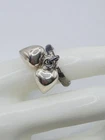 Vintage sterling Silver Taxco Mexico Double Heart Charm Ring Size 7.5