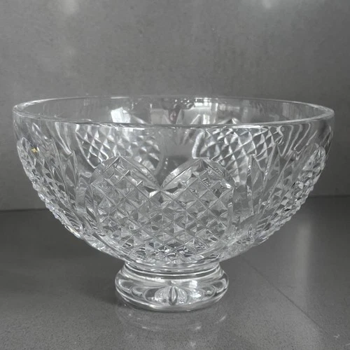 WATERFORD Vintage Crystal 8” Wedding Heirloom Hearts Footed Bowl Discontinued
