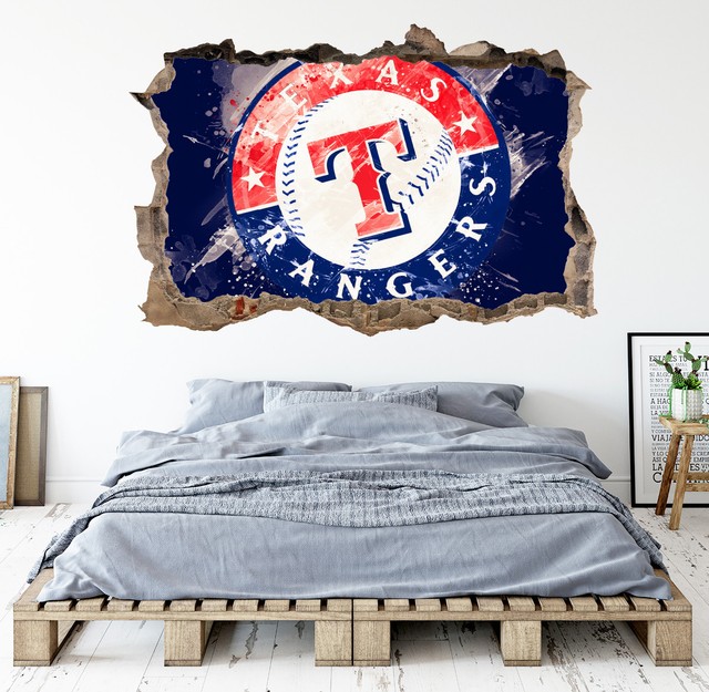 Texas Rangers Wall Art Decal MLB Baseball Team 3D Smashed Wall Decor