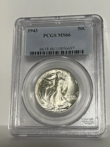 1943 US Walking Liberty Silver Half Dollar 50C - PCGS MS66