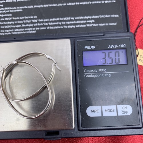JCM Sterling Silver 1-5/8 x 1-1/8" 925 Hoop Earrings JACMEL MAURITIUS - Picture 9 of 22