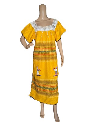 Vintage Mexican Embroidered Yellow Patio Boho Ethnic Peasant Dress | eBay Vintage Mexican Embroidered Yellow Patio Boho Ethnic Peasant Dress | eBay