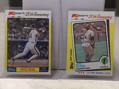 2 cards: Pete Rose ~ Kmart 1962-1982 20th Anniversary Baseball