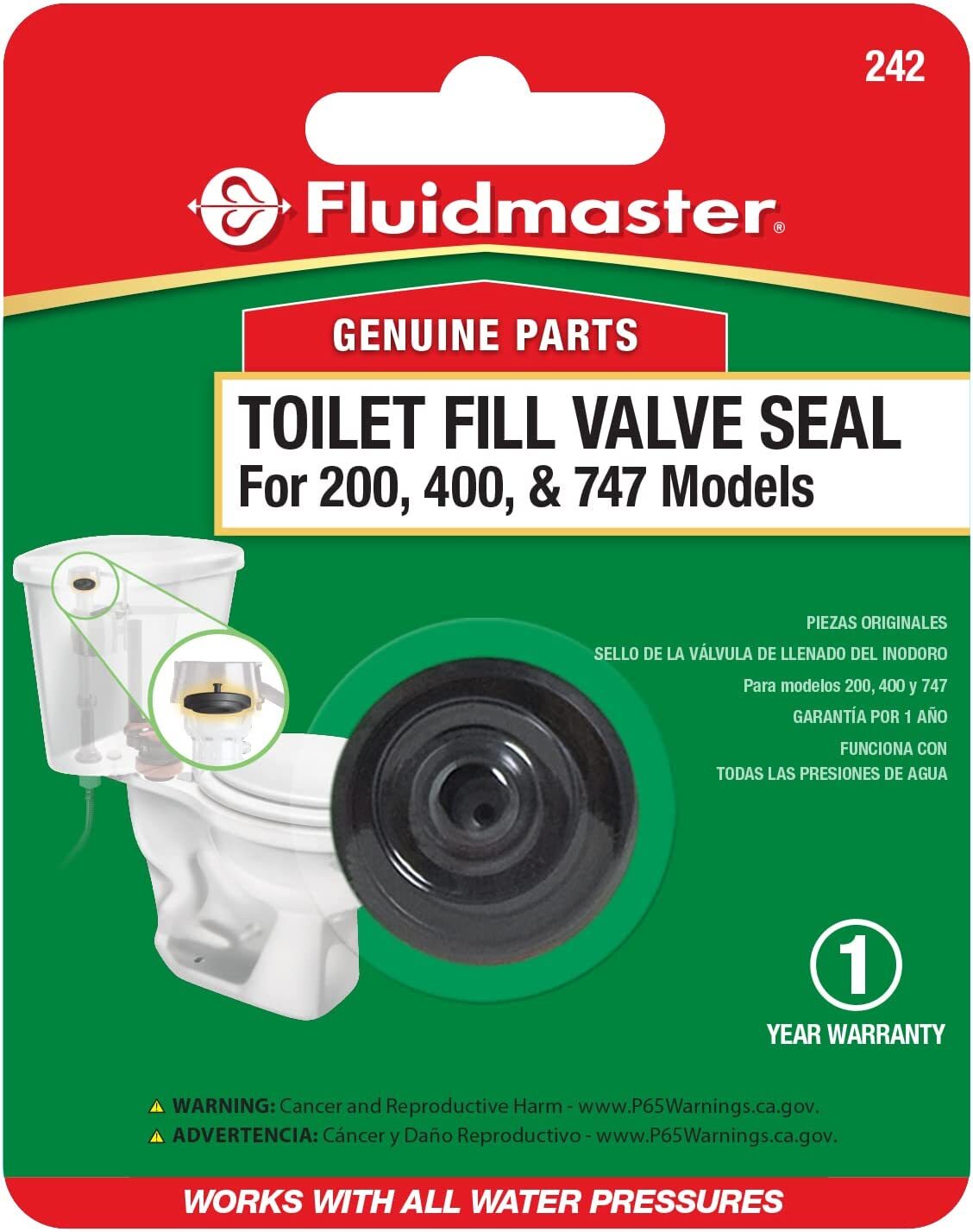 Fluidmaster 242 Toilet Fill Valve Seal Replacement Part, Fits 400A Fill
