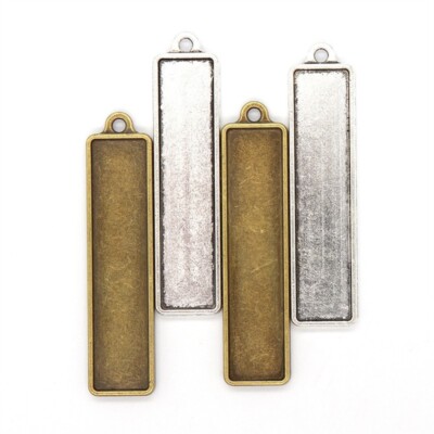 50Pcs Zinc Alloy Rectangle Double Side Blank Bezel Setting Cham