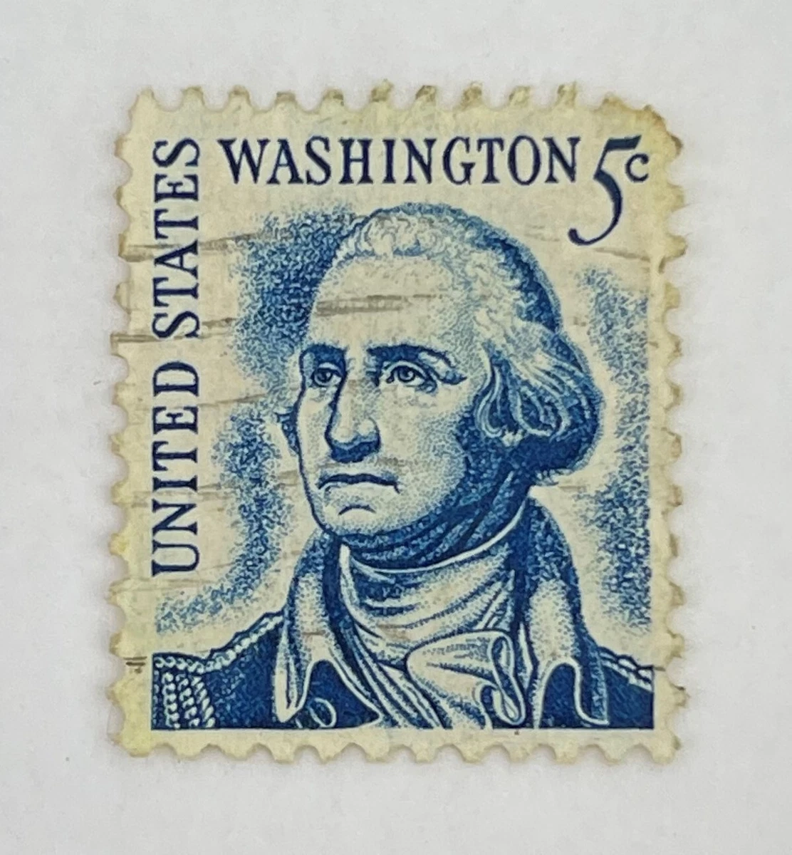 Vintage USA United States Blue George Washington 5 Cent Postal Stamp