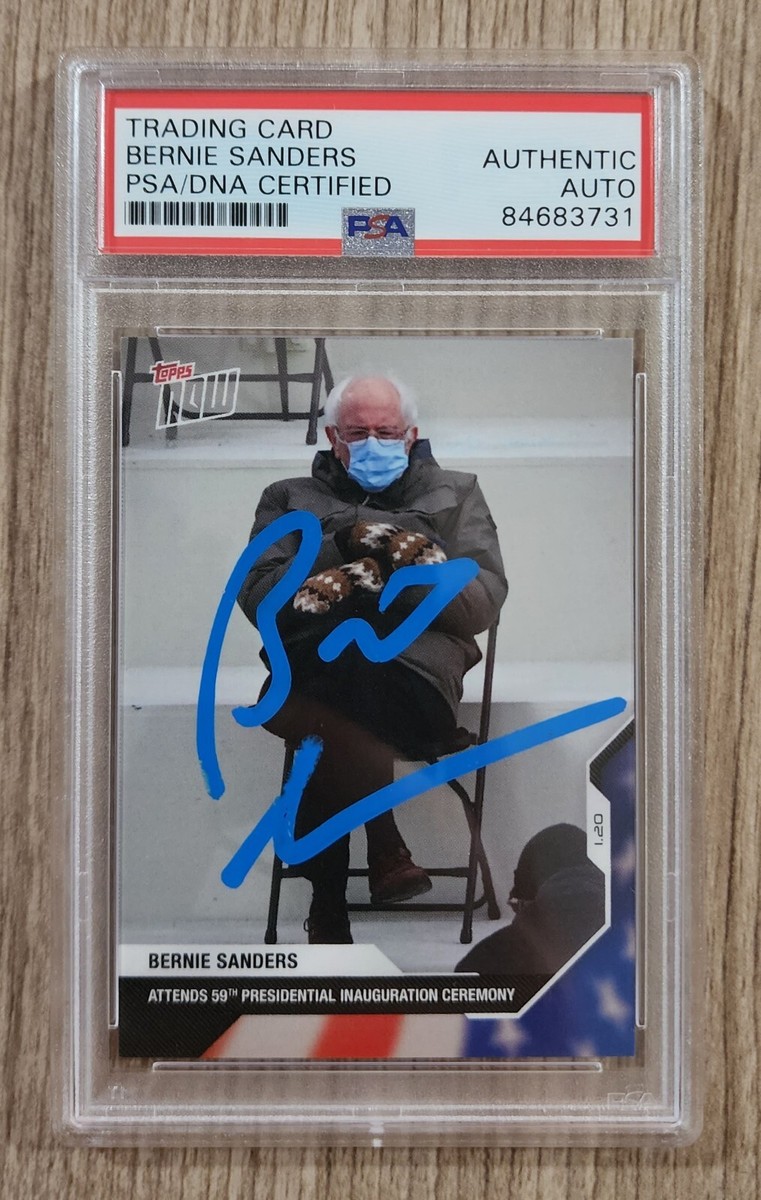 Bernie Sanders Signed 2021 Topps Now Meme Card #21 VT Senator Slabbed AUTO  PSA