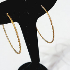 Large Hoop Pierced Earrings Rose Goldtone Vintage Woven Retro Self-Closing gp-55