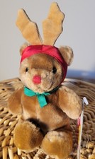 Vintage Dakin Reindeer Bear 1987 Plush Animal Reindeer Antler 8in With Tag