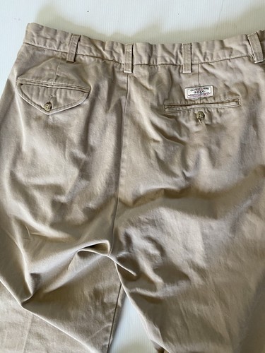 Vintage Polo Ralph Lauren Pants Mens 36x30 Khaki Pleated Chino Made In India - Picture 8 of 10