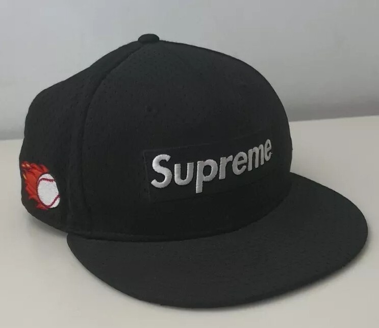 SS18 Supreme Mesh Box Logo New Era Black cap hat size 1/8