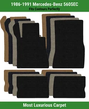 Lloyd Luxe Front & Rear Row Carpet Mats for 1986-1991 Mercedes-Benz 560SEC 