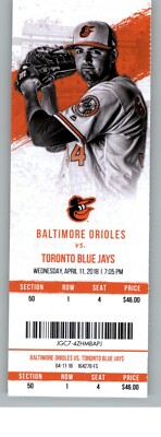 Toronto Blue Jays vs Baltimore Orioles  4/11/2018 Full Ticket - Kevin Gausman . 