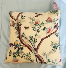 Pillow Accent Throw Yellow Aqua Chinoiserie Velveteen NWT