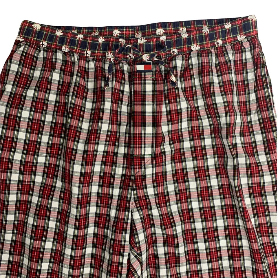 Tommy Hilfiger Ropa de Dormir Pantalones de Salón L Rojo Bolsillos a Cuadros Cordón Elástico Foto 2 de 4