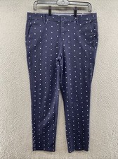 Tommy Hilfiger Women's Straight High Rise Stars Dark Blue Chino Pants Size 8