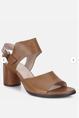 NIB ECCO Shape Block Heel Slingback Sandal Camel Brown Sz 41 /10-10.5 MSRP 175$