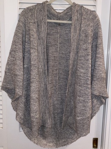 Anthropologie Knitted & Knotted Grey Cardigan Wrap Sweater Wool Poncho Womens XS - Picture 6 of 22