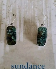 NEW 128 Sundance 1-3/8" Turquoise Sterling Silver Dangle Earrings NWT