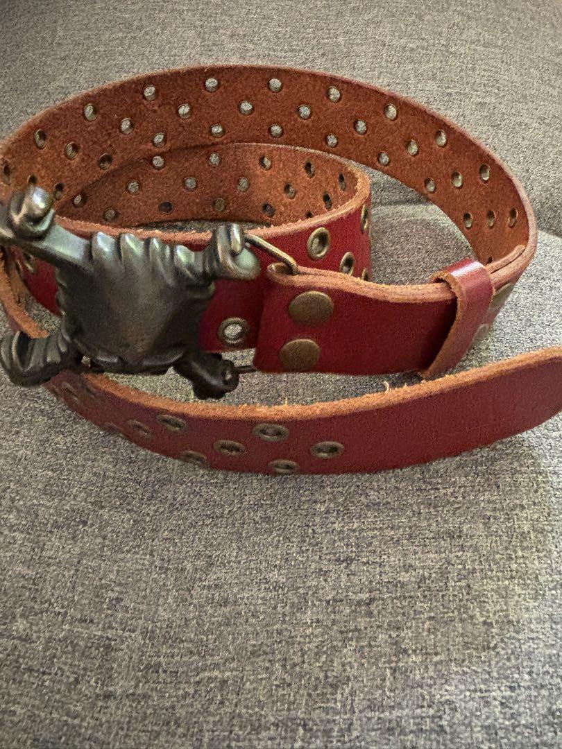 小物 00s archive oakley skull belt brown OAKLEY Skull Buckle Belt Size L Red Brown Men's Used | eBay